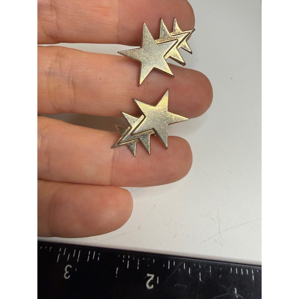 Swank Gold Tone Triple Star Starburst Cufflinks Mid Century Modern Men Jewelry